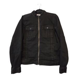 Duluth Trading Daily Denim Moto Jacket Womens MED Black Full Zip Pockets Biker